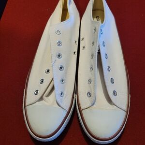 White Canvas Slip-On Sneakers